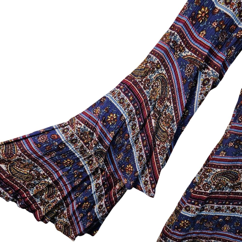 Altar'd State Burgundy Floral Paisley Dress Bell Sleeves Large Boho Career Retro - Picture 5 of 6